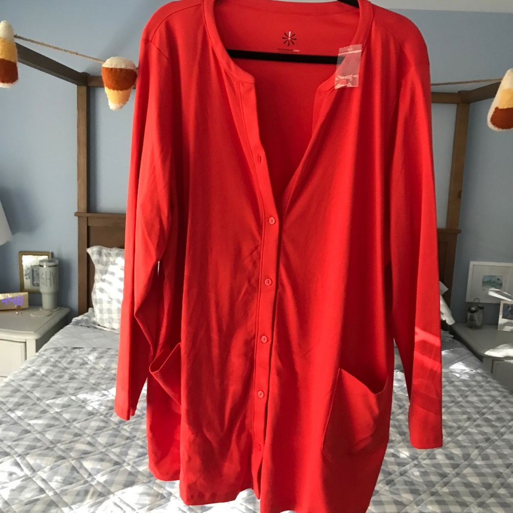 Red Isaac Mizrahi cardigan